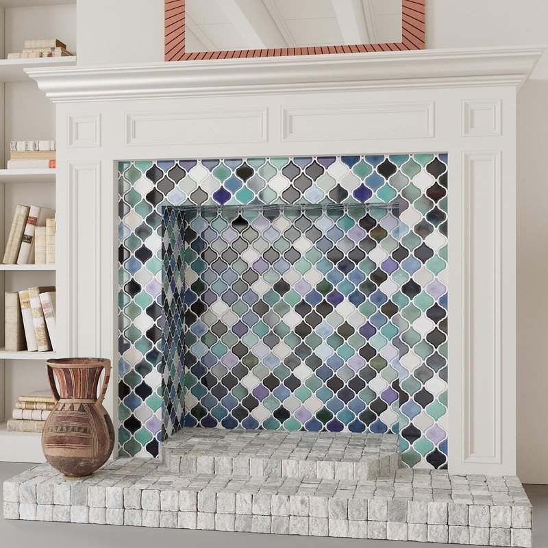 VEELIKE Teal Green Arabesque Backsplash Tile Peel and Stick Backsplash