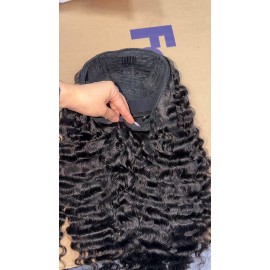 US Warehouse Human Hair Bob Wig 13x4 HD Lace Front Wig Bone Straightcolor: half wig burmese curly 180%, Stretched Length: 16 Inches