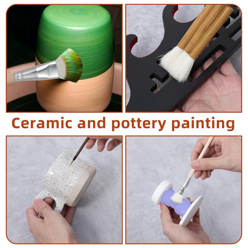 20Pcs Pottery Brushes for Glazing, Ceramic Brush Set with Storage