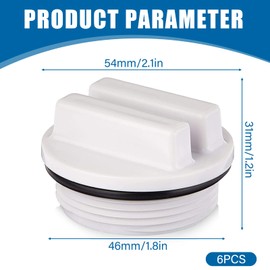 Winter Plug Pool 1.8 Inch (Set of 6) - Frost Protection Thread Connection for Inlet Nozzles, Skimmer & Return Pipes | Pool Winter Plug Nozzle with Rubber Seal | Winter Cap Set Against Frost Damage