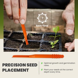 Dibby Seed Sowing Garden Tool Dibber Planter Transplanter – Sow Seeds at The Right Depth – Easily Transplant Delicate Seedlings (Dibby XL) Yellow (2 Pack)