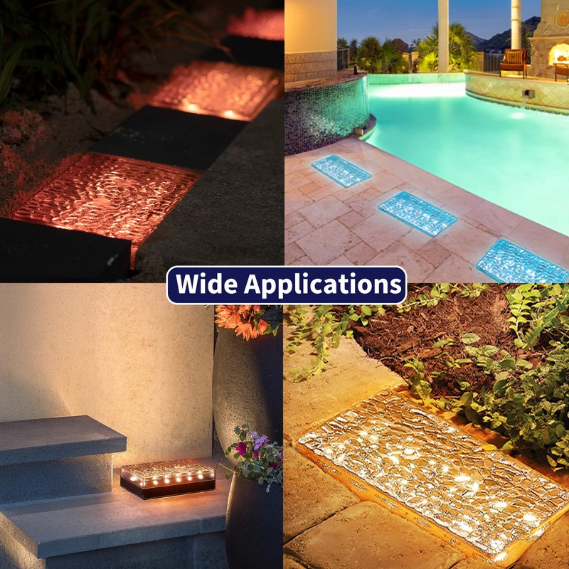 SHONELIGHTING Paver Lights, Solar 12-Color Outdoor Waterproof, In-Ground Brick LED