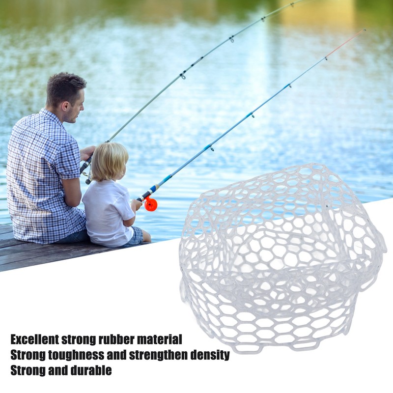 Fly Fishing Landing Net Collapsible Clear Rubber Replacement Bag for