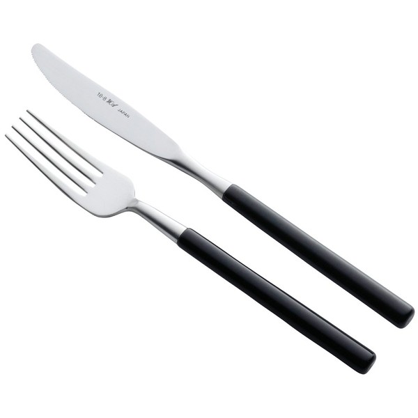 Shimomura Planning Knife and Fork Set, Eden (Black) 18-8 Stainless Steel 39686