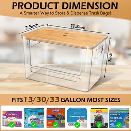 COZYCRAZE Stackable Trash Bag Dispenser with Bamboo Top – Extra-Large Garbage Bag Holder with Anti-Slip Base, Trash Bag Dispenser Under Sink for Kitchen, Pantry and Laundry Room Organization