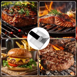 JNXHON Kitchen Tools 6"×5.5" Stainless Steel Hamburger Smash Press, Sandwiches Flat Top Grilling Sear Sizzle Griddle Accessories Integrated Grill Press Burger Press