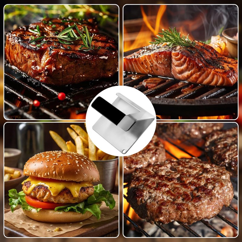 JNXHON Kitchen Tools 6"×5.5" Stainless Steel Hamburger Smash Press, Sandwiches