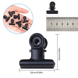 Small Bulldog Paper Clips, Pack of 50 Mini Metal Clips, 22 mm Black Multi-function Clips for Photos, Office and Kitchen (Black)