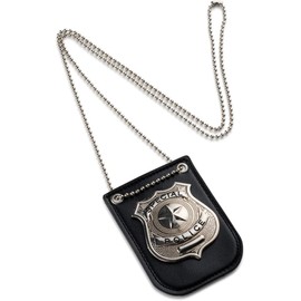 Police Badge for Kids - Pretend Play PD Badge with Chain & Belt Clip