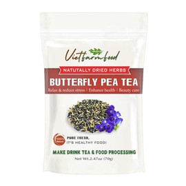 BUTTERFLY PEA TEA 2.47 Oz (70g) VIETFARMFOOD:Natural pure dried herbs are used for making drinks and cooking ingredients. Drinking tea is a healthy habit that makes meals delicious and relaxing