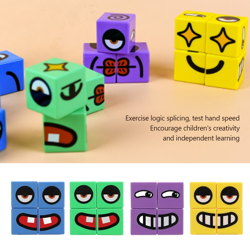 Expressions Matching Cube Face Changing Building Blocks Educational Interactive Toy