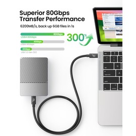 Fitee 80Gbps USB4 Cable for Thunderbolt 5 Cable 1M, 120Gbps Video Bandwidth, 8K@120Hz, 4K@240Hz, Quick Charge 240W PD3.1 for MacBook M4 Pro/Pro Max, Mac Mini M4 Pro, PSSD, Docks, eGPU