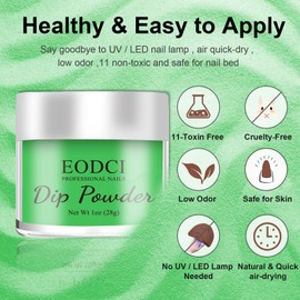 EODCI Dip Powder Fluorescent Green Color Nail Dipping Powder French Powder Pro Collection System Nail Art Starter Manicure Salon DIY at Home No Needed Nail Lamp Curing Odor-Free&Long-Lasting 1 Oz