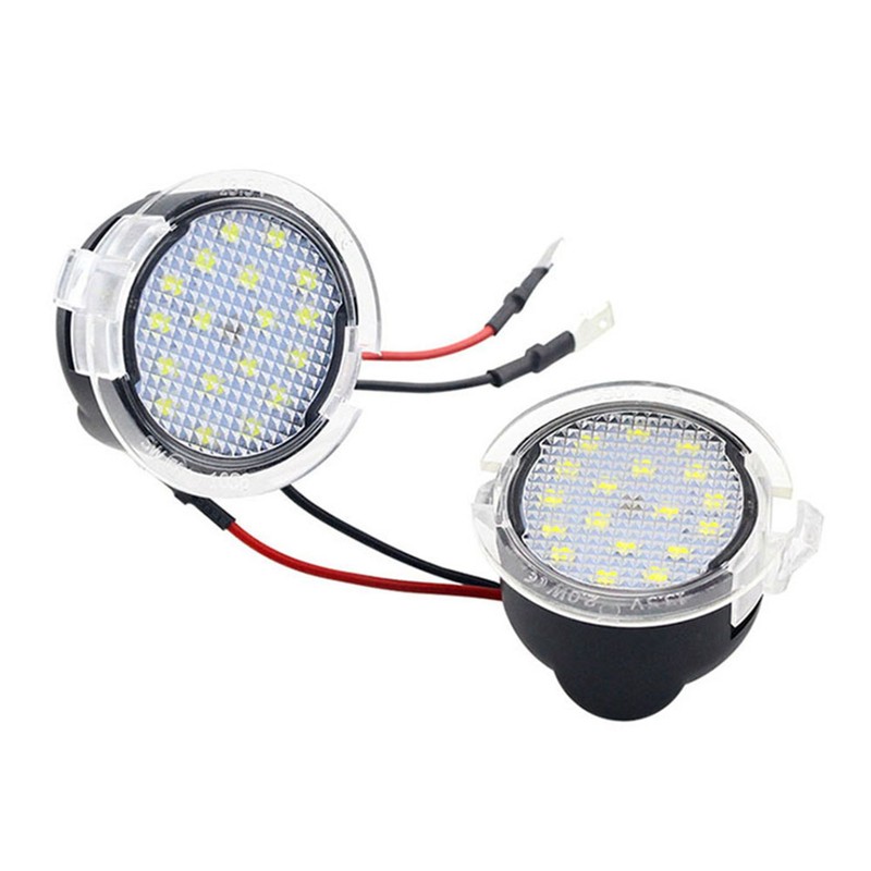 2PCS Rearview Mirror Puddle Lights LED White Light Under Mirror