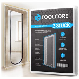 Toolcore® Dust Protection Door with Zip, 1.10 x 2.20 m, 1 and 2 Pieces, Ideal as a Dust Protection Wall, Construction Door, Dirt Lock