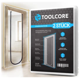 Toolcore® Dust Protection Door with Zip, 1.10 x 2.20 m, 1 and 2 Pieces, Ideal as a Dust Protection Wall, Construction Door, Dirt Lock