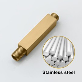 DEOLER Brushed Gold Shower Arm with Flange, Square, 4 Inch, Stainless Steel Ceiling Mount Square Shower Extender for Fixed Shower Head, Straight Rainfall Shower Head Arm Extension