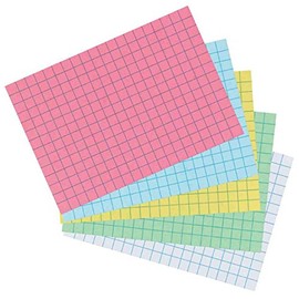 Index Cards Economy Pack DIN A7 400 Pieces in 6 Colours Available in Lined, Squared or Blank (Blue Squared)