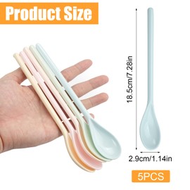 Pack of 5 Egg Spoons Plastic Colourful Plastic Spoon Long Plastic Spoon Small Long Egg Spoons Coffee Spoon Plastic Spoon Long Reusable for Home Kitchen Coffee Drinks Eggs Ice Yoghurt
