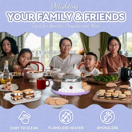 Party Desserts Electric Smores Maker Tabletop Indoor Kit, Indoor Marshmallow Roaster, Smores Station with 4 Compartment Trays & Forks, Great Gift for Adults and Kids in Holidays and Parties (Lavander)