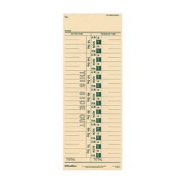 OfficeMax 1-Sided Weekly Time Cards with Numbered Days, 3 3/8" x 9", Pack of 200