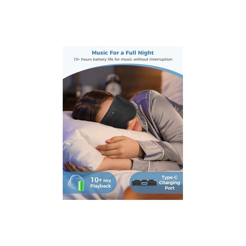 Mixiba Bluetooth Sleep Mask with 3D Contoured Cup