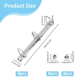 SUPERFINDINGS 4PCS 3-Ring Binder Mechanism A4 Notebook Mechanism Replacement Kit Metal Clip Ring Binder with Screws Nuts D Rings Binding Spines Combs, Inner Diameter: 4cm