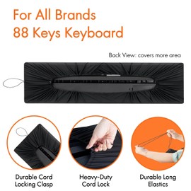 88 Keys Piano Keyboard Dust Cover, Music Dirt Proof Stretchy Electronic Keyboard Cover With Durable Elastic & Cord Lock Must Have Piano Accessories