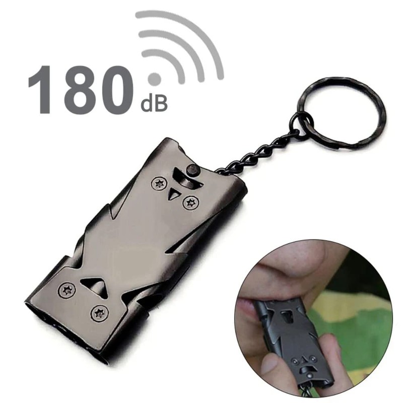 gofidin Double Pipe Whistle Pendant Keychain High Decibel Outdoor Survival
