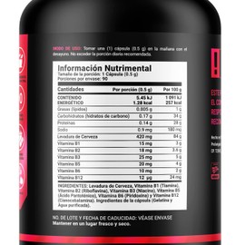 Complejo B con 90 Cápsulas. Ingredientes naturales. B Yeast Blend Life.