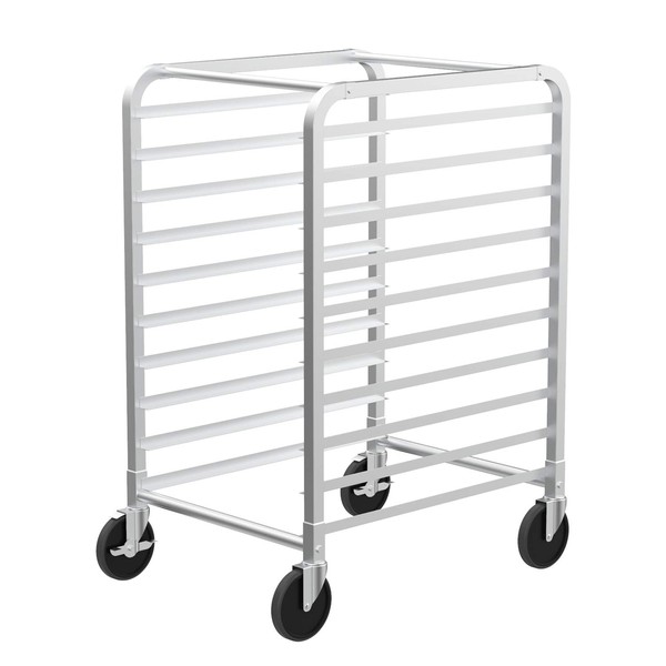 VINGLI 10-Tier Bakery Rack Commercial Stainless Steel Bun Pan Sheet Rack with Brake Casters for Kitchen, Restaurant, Cafeteria