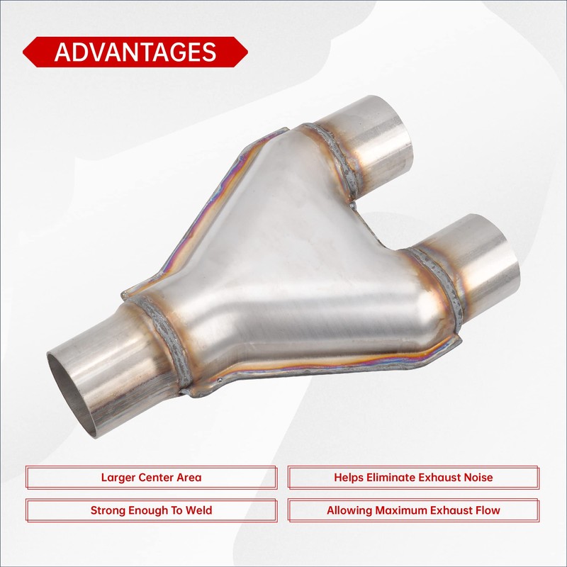 FGJQEFG T409 Stainless Steel Y Pipe 3'' Inch ID Single