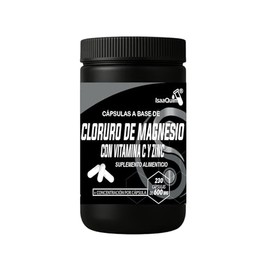 Cloruro de Magnesio con Vitamina C y Zinc | 600 mg por Cápsula | 230 Cápsulas | Suplemento Alimenticio con Magnesio, Vitamina C y Zinc | IsaQuim