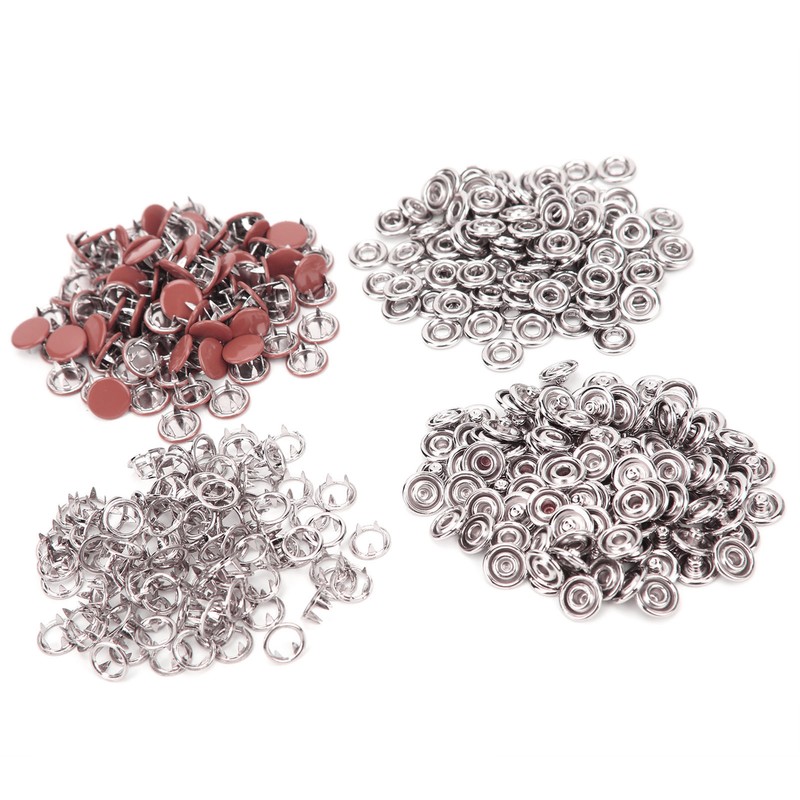 100 Set Snap Button Colorful Brass Prong Press Stud Sewing