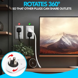 ELECTERY 360 Degree Rotating Flat Plug Extension Cord – Flat Plug Power Strip Plug Extension Outlet – White Extension Cord with Flat Wall Plug – Power Cord Extension for Home, Office – 1 Ft