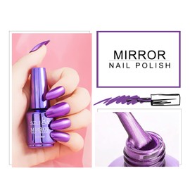 KYDA 18ml Mirror Nail Polish, Bright Metal Mirror Nail Polish, Lasting High Shine Finish Mirror Nail Art Polish, Gorgeous Reflective Manicure Nail Polish, 0.61 fl oz, #009