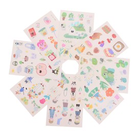 Angoily 8 Sheets Scrapbooking Stickers Botanical Sticker Decals Aesthetic Journaling Decals for Journaling Planner Laptop Scrapbook Supplies