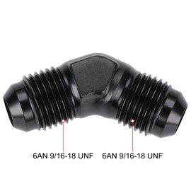 Podavelle 6AN Male to 6AN Male Flare 45 Degree Union Coupler Fitting Adapter Aluminum Black