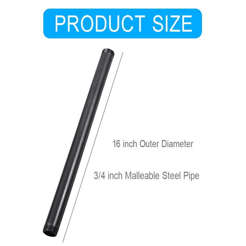 Niubid 10 Pack 3/4 Inches x 16 Inches Black Malleable