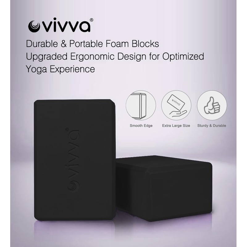 Vivva Yoga Blocks, 9"x6"x4" Yoga Blocks 2 Pack, Premium EVA