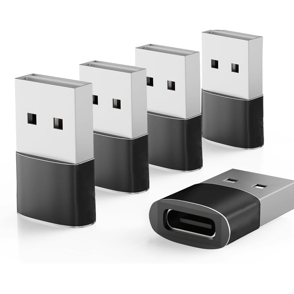 Magnet, USB-A Male to USB-C Female Adapter, Pack 5, Standard