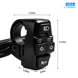 Sandfren Motorcycle Head Light Turn Switch, 3 in 1 Ebike Light Horn Turn Signal ON/Off Switches with Wire, Motorbike Handlebar Control Button Mount, Universal for Dirt Bike Scooter Motocross