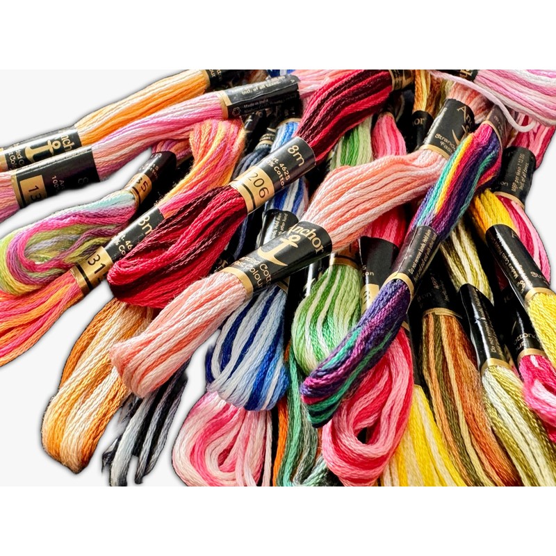 Anchor Multi Rainbow Variegated Cotton Embroidery Thread Skeins Floss Assorted