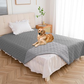 Bigbeer Waterproof Dog Blanket, Washable Pet Couch Covers for Dogs, Sofa Bed Furniture Protector Cover for Puppy Kids Reversible(82x102 Inch, Lightgrey+Darkgrey)