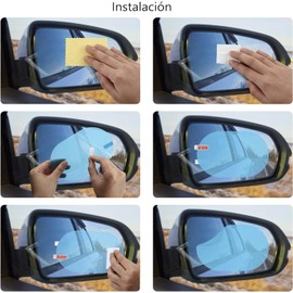 Mica Antilluvia Antiniebla Transparente para Ventana y Retrovisor Fácil Aplicación, A Prueba de Lluvia, 2 Micas para Espejos Laterales, Incluye Micas Oval y 2 Micas Cuadradas, 100 * 175