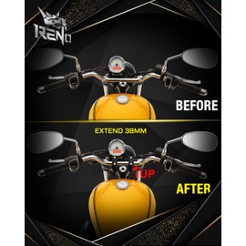 RENO Aluminum 1-1/2" Motorcycle Handlebar Riser Clamp, Black Motorcycle Handlebar Height Compatible with Touring Softail Road King Sportster Nightster Tour Tri Electra Street Glide (2pcs/Set)