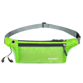 CCAIPU Bumbags Fanny Pack for Men and Women, Hiking Waist Bag Adjustable Waist Belt with Headphone Hole Waterproof Lightweight Waist Pack for Sport Travel Outdoor Camping (Green)