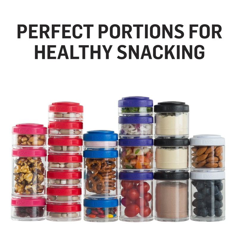 BlenderBottle GoStak Twist n' Lock Storage Jars, 4-Piece Starter Pak,