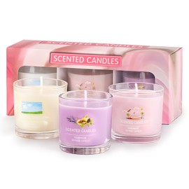 Lumispace Scented Aromatherapy Soy Candle Gift Set, 100% Natural Soy Wax, Eco-Friendly, Hand-Poured, Relaxing Scented Candles for Home, Spa, Gifts(Pink + Purple + White, 7 oz)