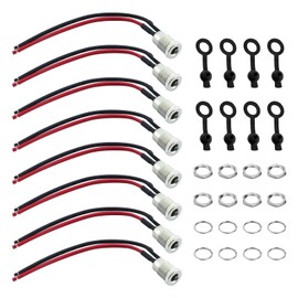 Pack of 8 DC Hollow Plug 5.5 x 2.1 mm, 12 V 10 A Hollow Plug DC Power Jack Socket Panel Mount Including Rubber Protective Caps, Nut and Washer Connector for DIY Projects with 15 cm Cable